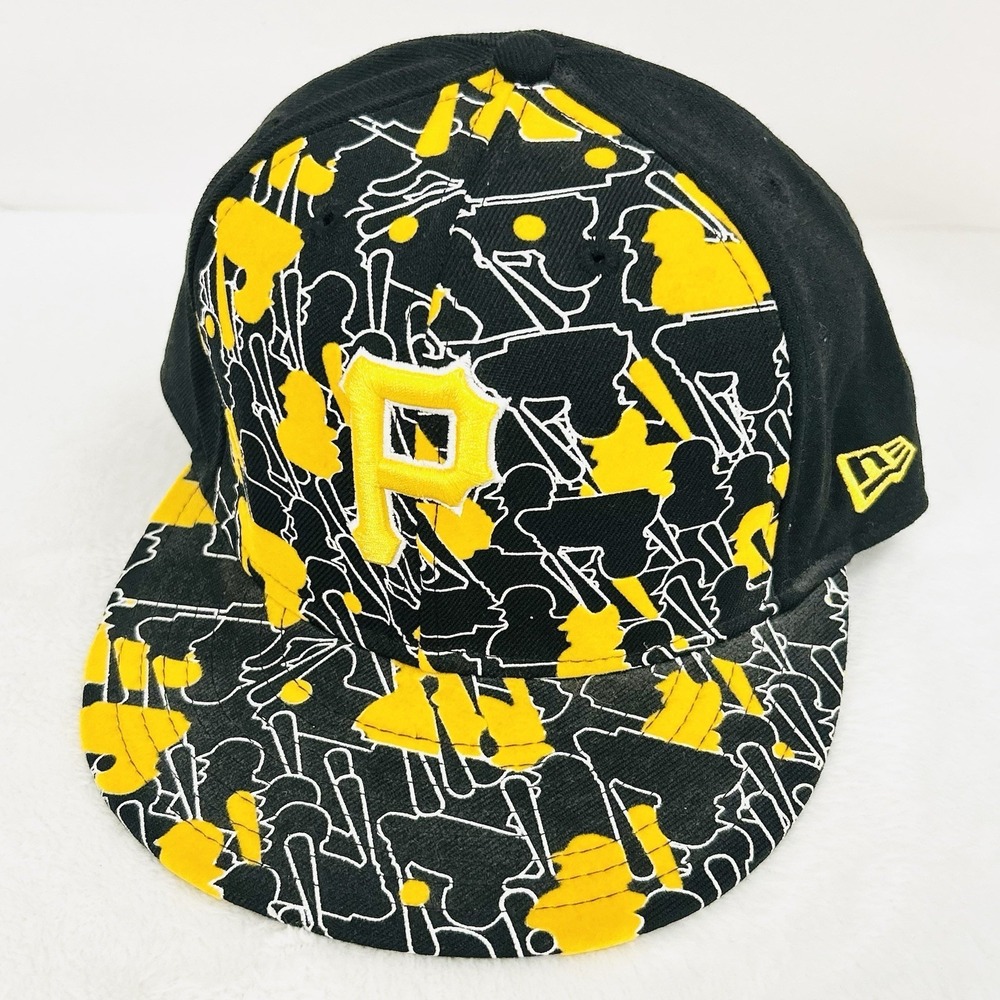 Black & Yellow Pittsburgh Pirates Patterned Fitted  7⅜   Hat